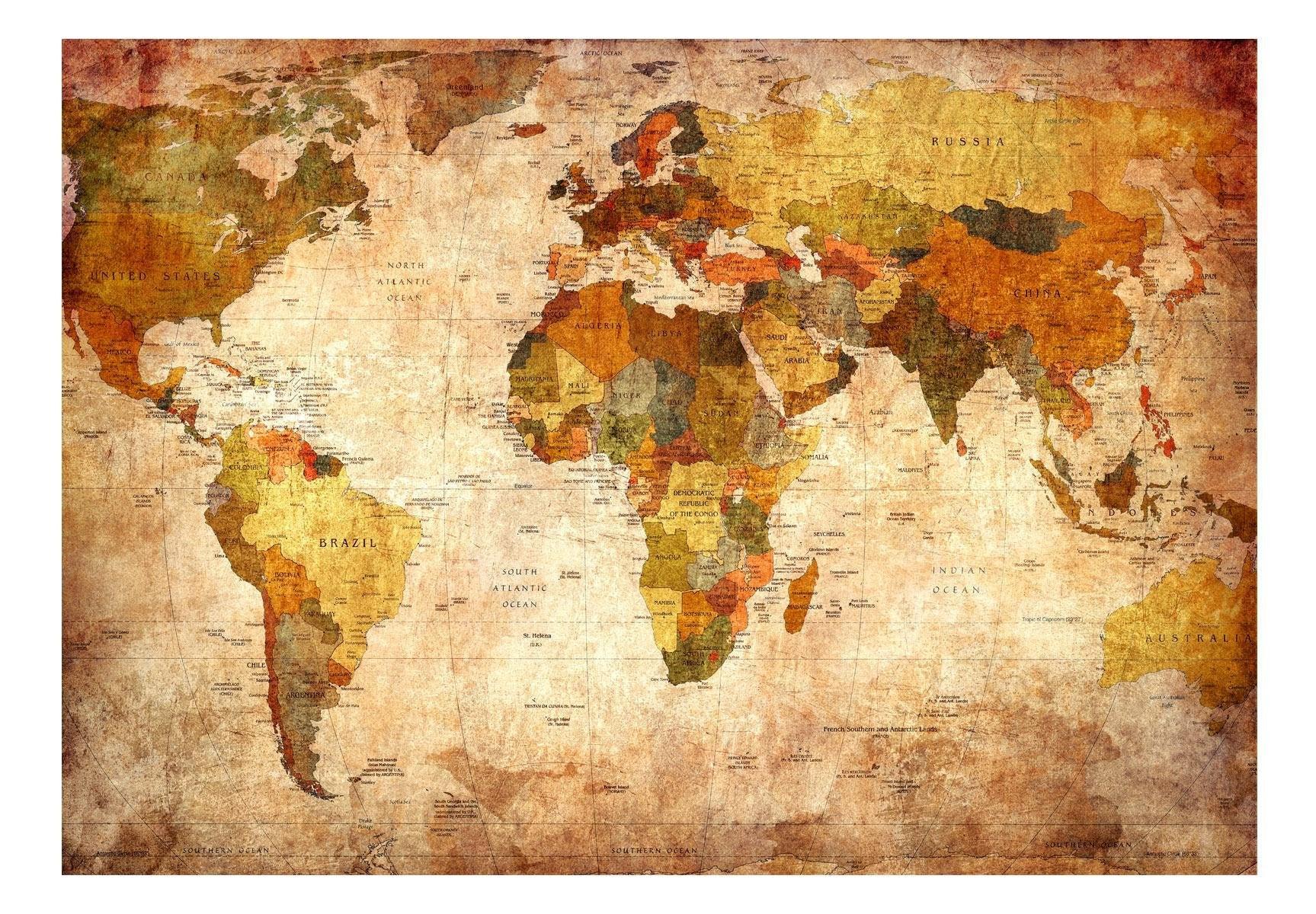 Peel and stick wall mural - Old World Map - www.trendingbestsellers.com