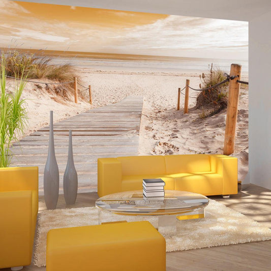 Peel and stick wall mural - On the beach - sepia - www.trendingbestsellers.com