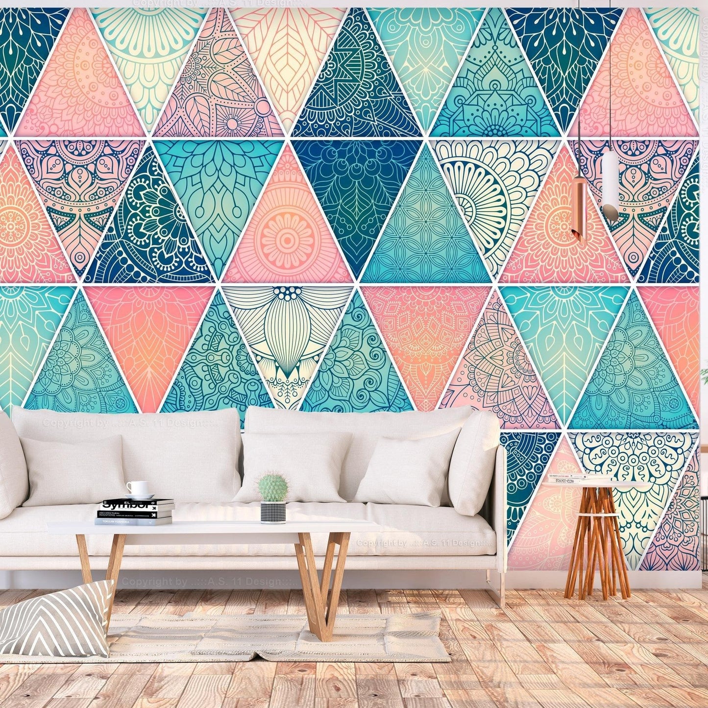 Peel and stick wall mural - Oriental Triangles - www.trendingbestsellers.com