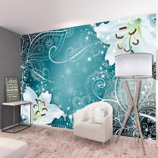 Peel and stick wall mural - Oriental Wings (Turquoise) - www.trendingbestsellers.com