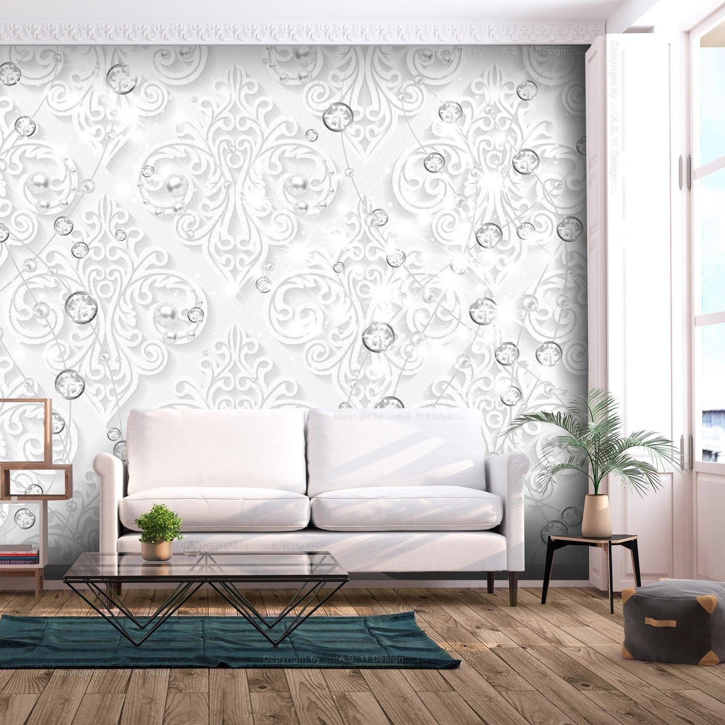 Peel and stick wall mural - Ornaments with Diamonds - www.trendingbestsellers.com