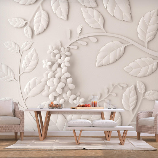 Peel and stick wall mural - Paper Flowers (Cream) - www.trendingbestsellers.com
