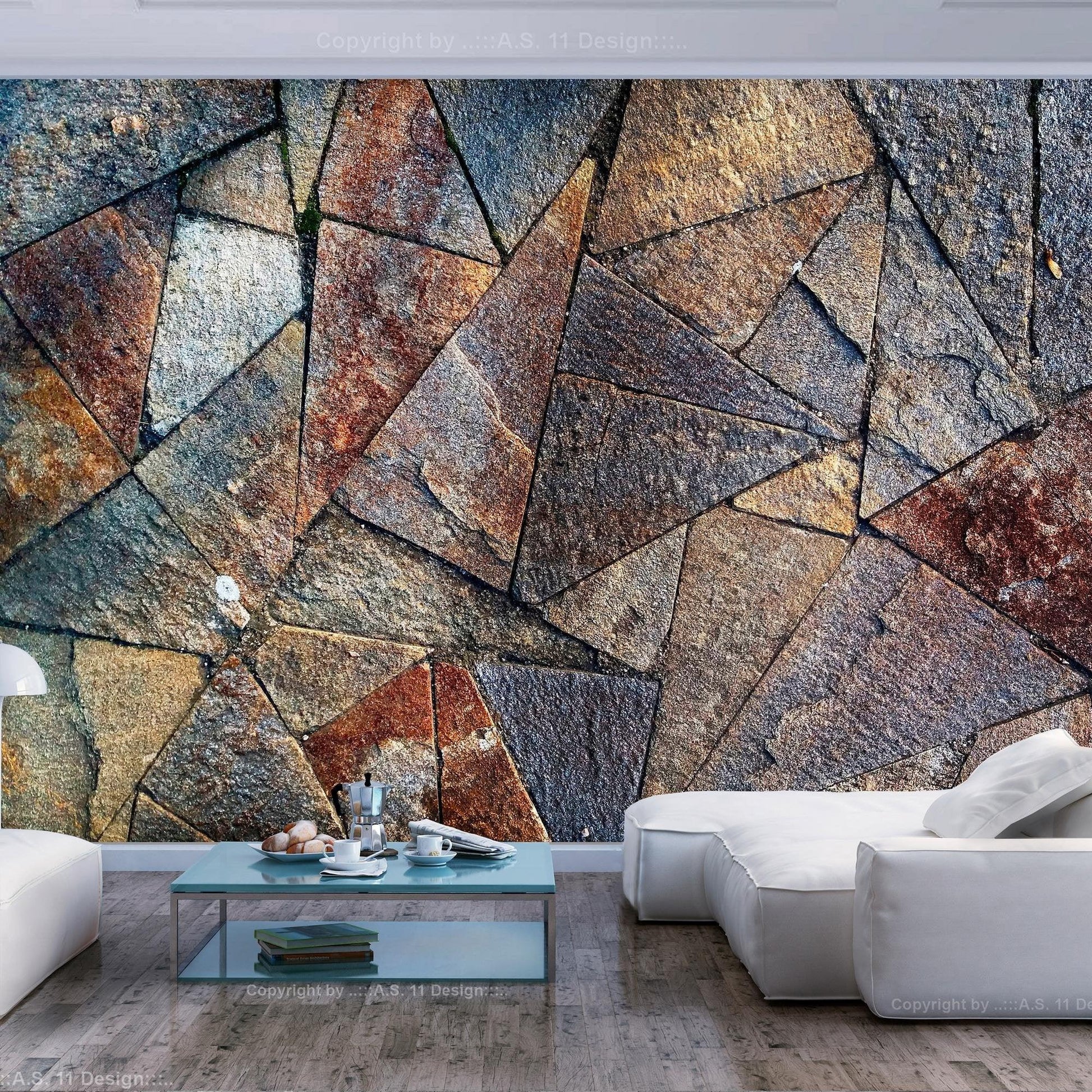 Peel and stick wall mural - Pavement Tiles (Colourful) - www.trendingbestsellers.com