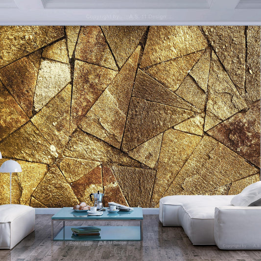Peel and stick wall mural - Pavement Tiles (Golden) - www.trendingbestsellers.com