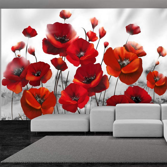 Peel and stick wall mural - Poppies in the Moonlight - www.trendingbestsellers.com