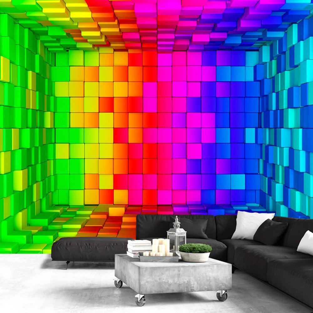 Peel and stick wall mural - Rainbow Cube - www.trendingbestsellers.com