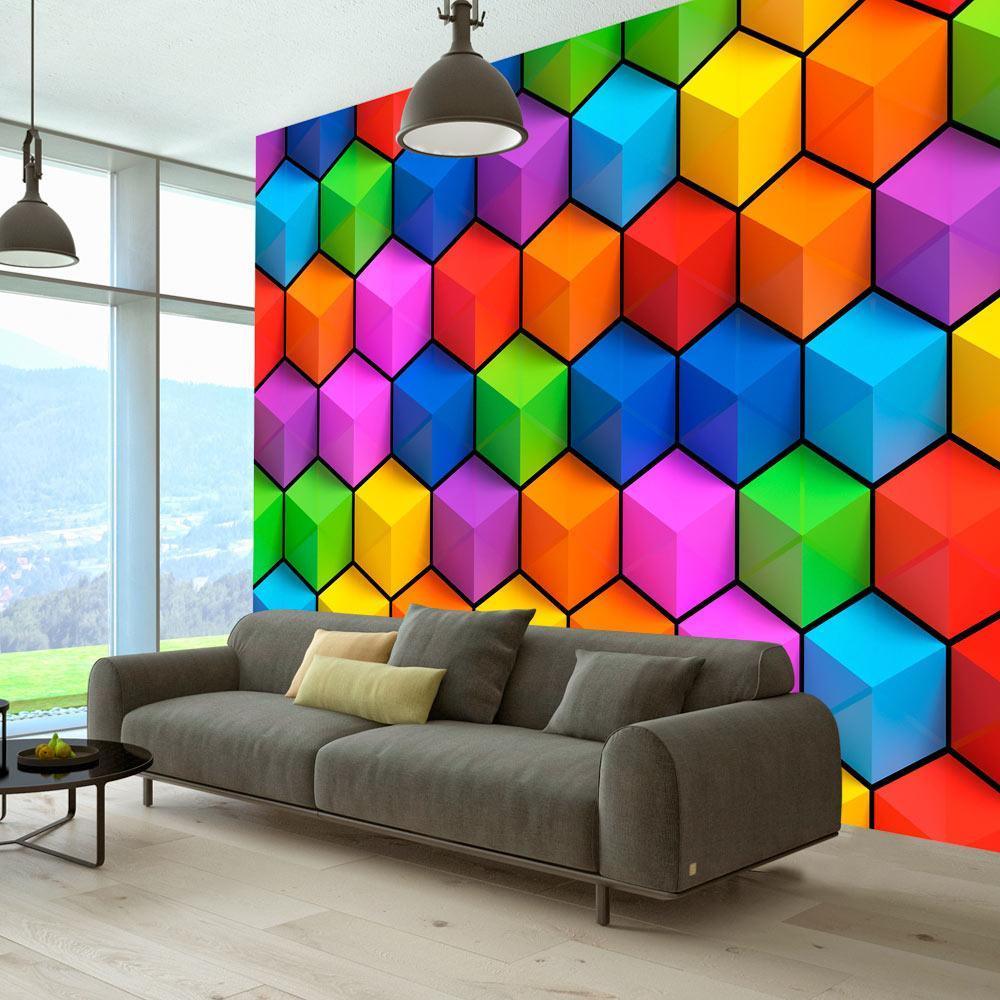 Peel and stick wall mural - Rainbow Geometry - www.trendingbestsellers.com