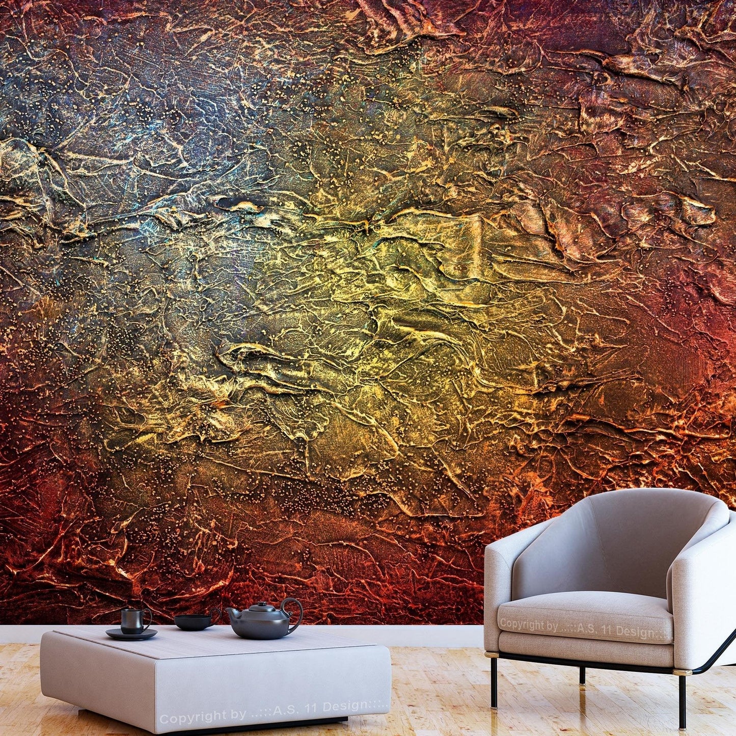 Peel and stick wall mural - Red Gold - www.trendingbestsellers.com