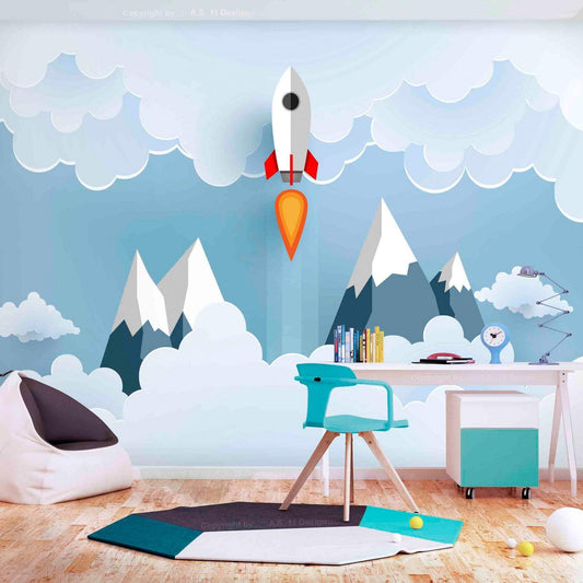 Peel and stick wall mural - Rocket in the Clouds - www.trendingbestsellers.com