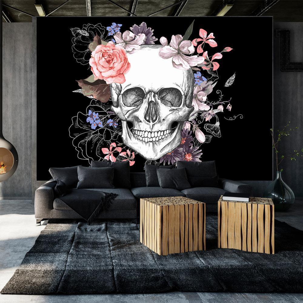 Peel and stick wall mural - Skull and Flowers - www.trendingbestsellers.com