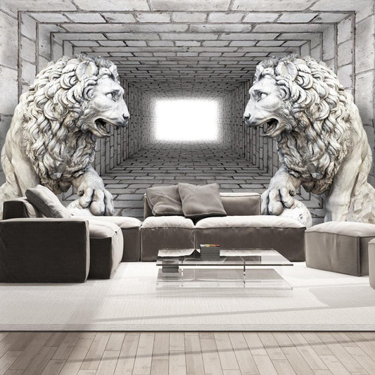Peel and stick wall mural - Stone Lions - www.trendingbestsellers.com