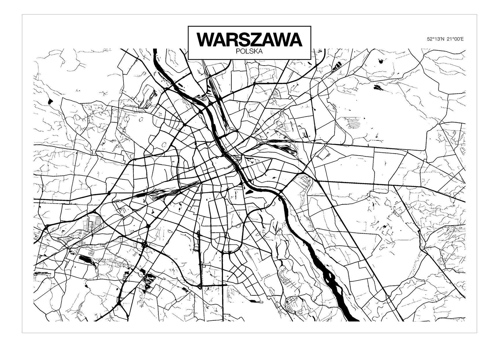 Peel and stick wall mural - Warsaw Map - www.trendingbestsellers.com