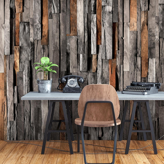 Peel and stick wall mural - Wooden Curtain (Grey and Brown) - www.trendingbestsellers.com