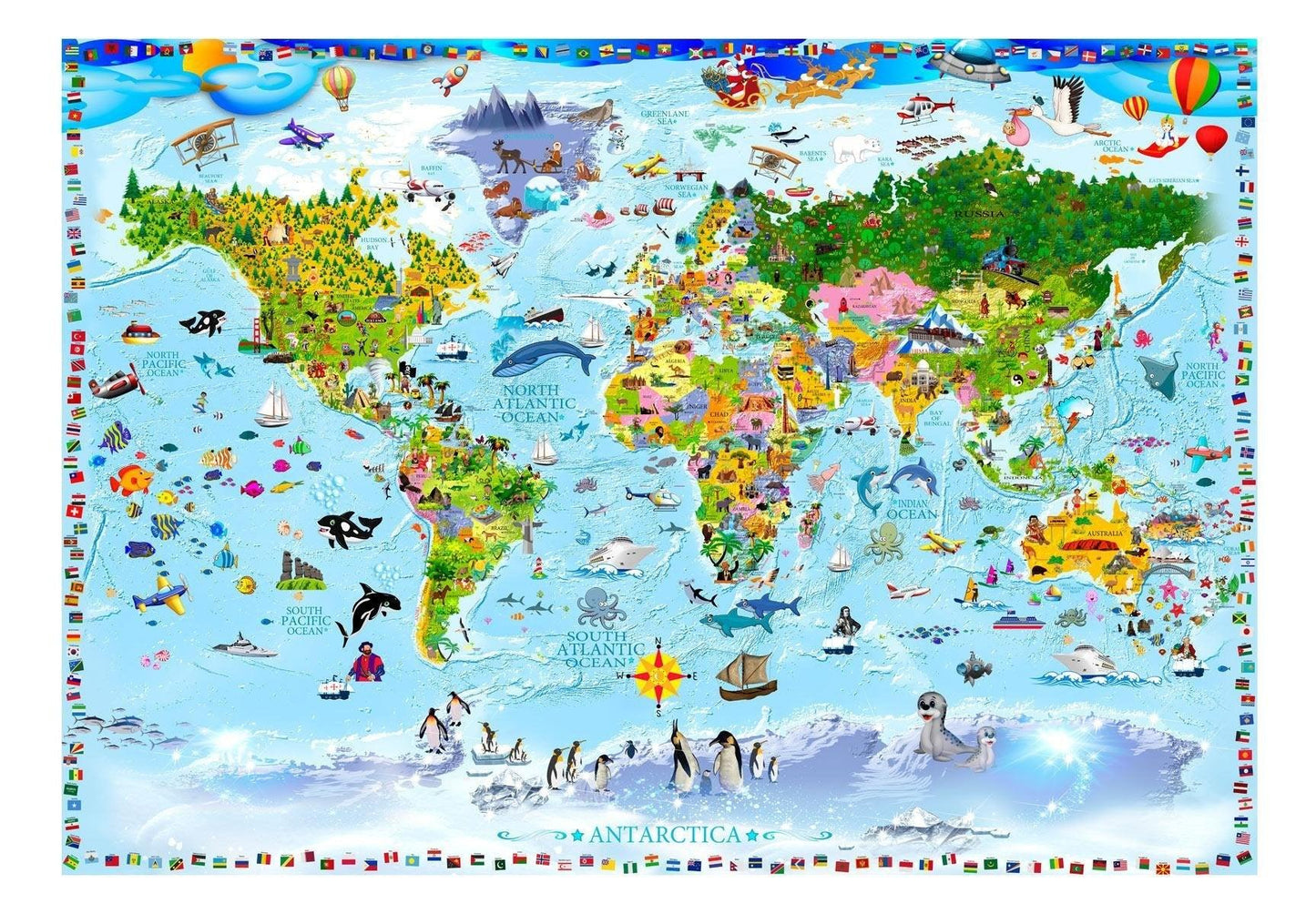 Peel and stick wall mural - World Map for Kids - www.trendingbestsellers.com