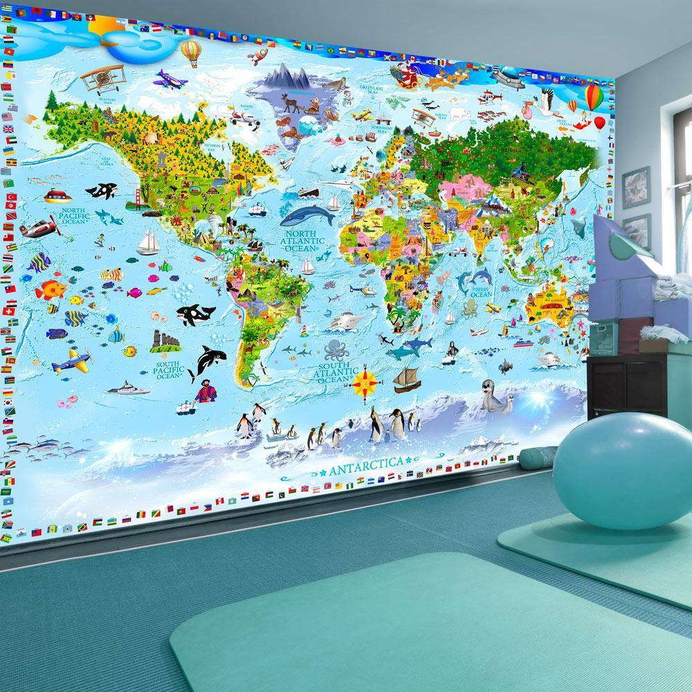 Peel and stick wall mural - World Map for Kids - www.trendingbestsellers.com
