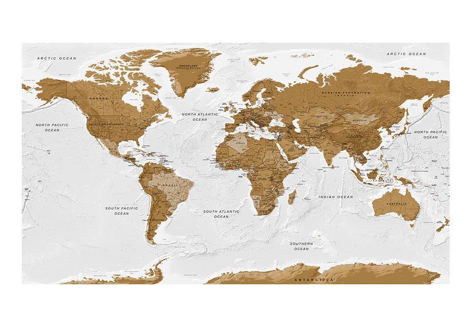 Peel and stick wall mural - World Map: White Oceans II - www.trendingbestsellers.com