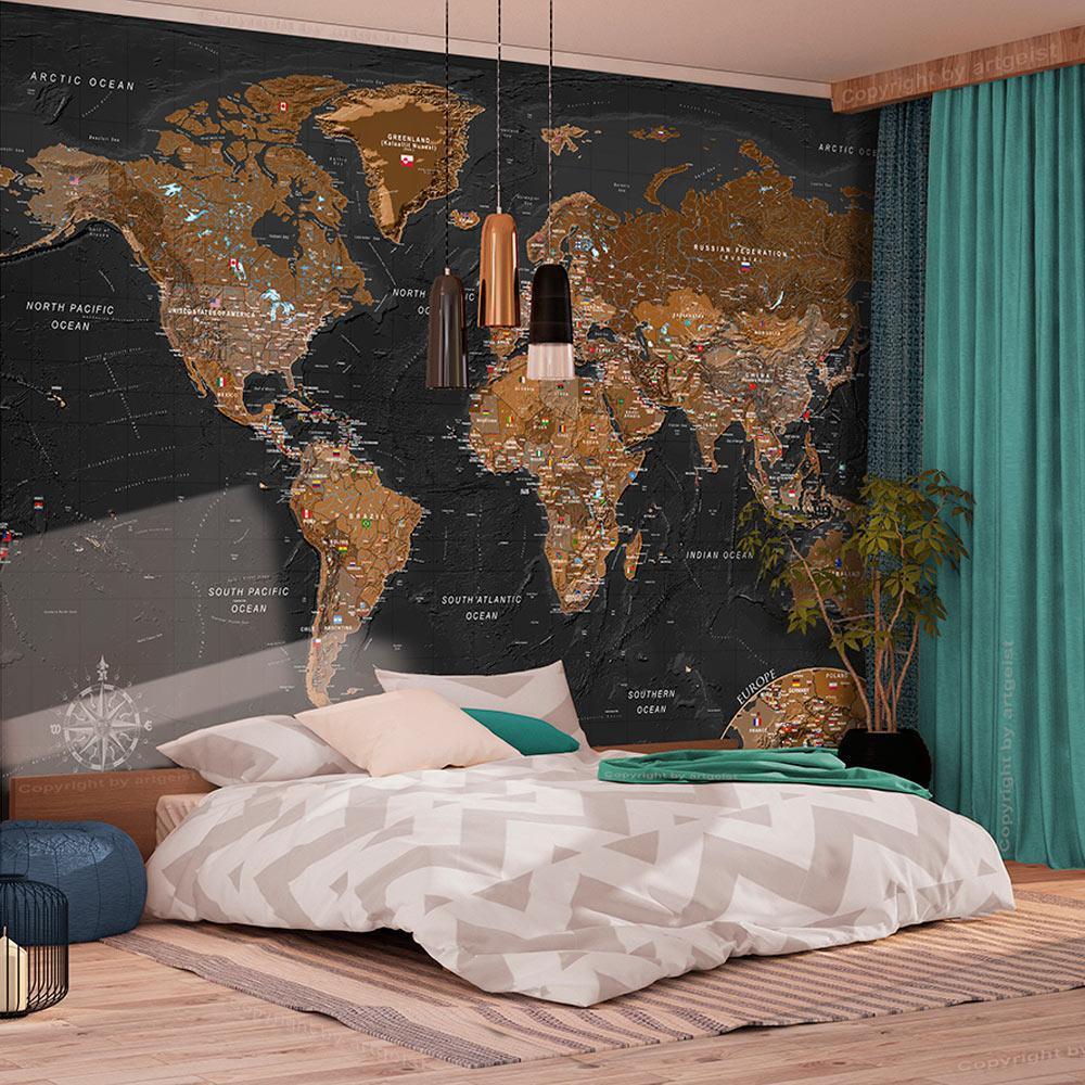 Peel and stick wall mural - World: Stylish Map - www.trendingbestsellers.com